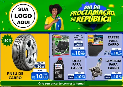 Modelo de Encarte para Encarte A4 Horizontal com o tema Dia Da Proclamação Da República para Auto peças