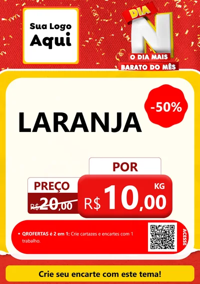 Modelo de Cartaz para Cartaz A4 Vertical com o tema Dia N o Dia Mais Barato do Mês para Hortifrúti