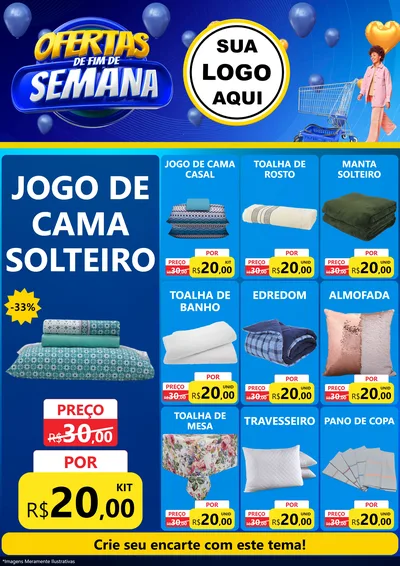 Modelo de Encarte para Encarte A4 Vertical com o tema Ofertas de Fim de Semana para Cama, Mesa e Banho