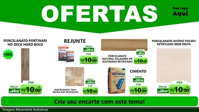Modelo de TV para TV Horizontal com o tema Ofertas Verde Cartaz para Pisos e revestimentos