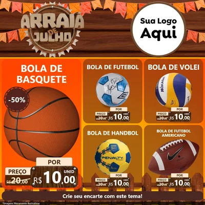 Modelo de Rede Social para Feed Facebook com o tema Arraiá de Julho - Junina para Artigos Esportivos