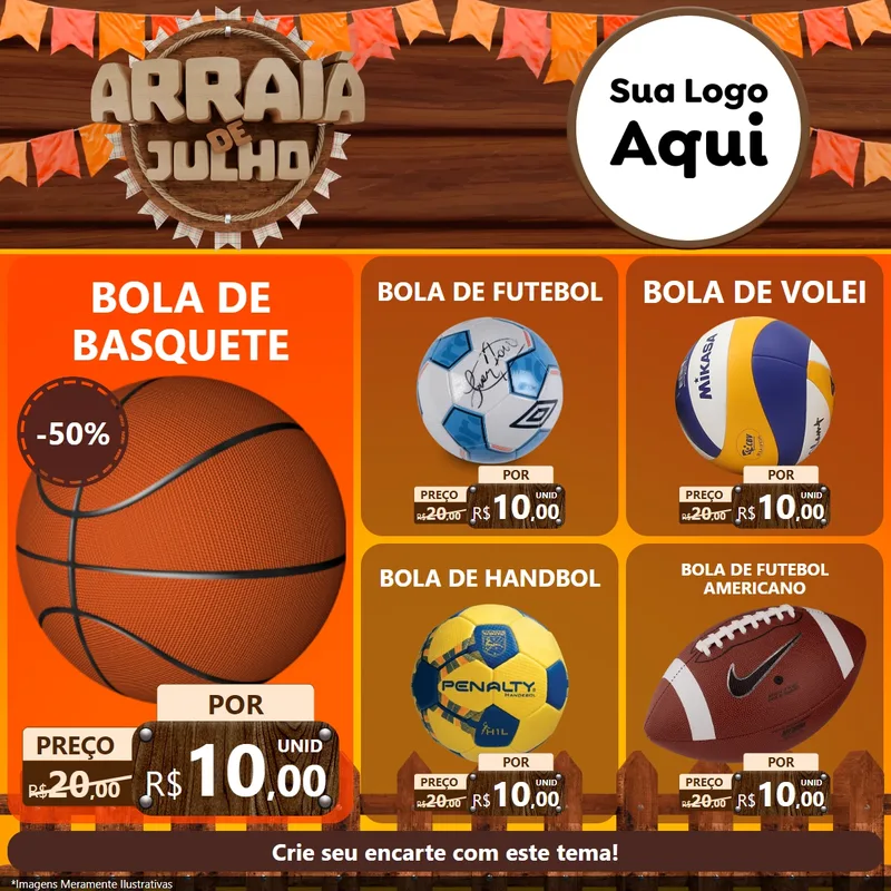 Modelo de Rede Social para Feed Facebook com o tema Arraiá de Julho - Junina para Artigos Esportivos
