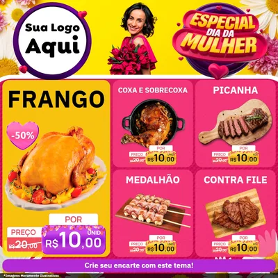 Modelo de Rede Social para Feed Facebook com o tema Especial Dia da Mulher para Assados