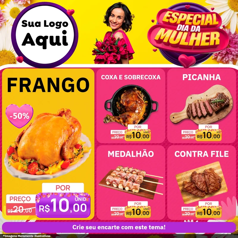 Modelo de Rede Social para Feed Facebook com o tema Especial Dia da Mulher para Assados
