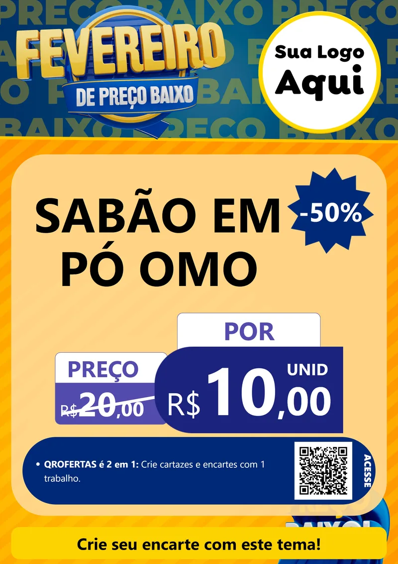 Modelo de Cartaz para Cartaz A4 Vertical com o tema Fevereiro de Preço Baixo para Produtos de Limpeza