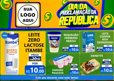 Modelo de Encarte para Encarte A4 Horizontal com o tema Dia Da Proclamação da República para Frios e Laticínios