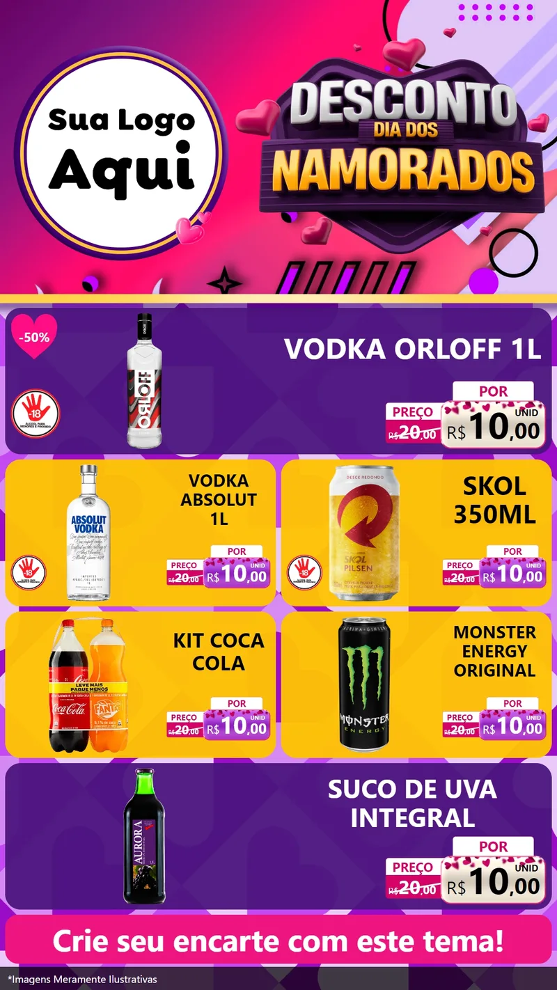 Modelo de TV para TV Vertical com o tema Desconto Dia dos Namorados para Distribuidora de bebidas
