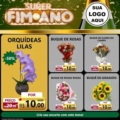 Modelo de Rede Social para Feed Facebook com o tema Super Fim de Ano para Floricultura e jardim