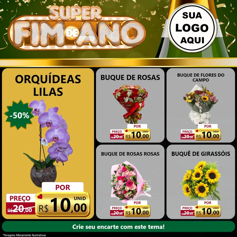 Modelo de Rede Social para Feed Facebook com o tema Super Fim de Ano para Floricultura e jardim