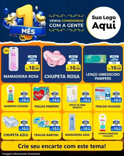 Modelo de Rede Social para Feed Instagram com o tema Um Mês de Aniversário para Bebês