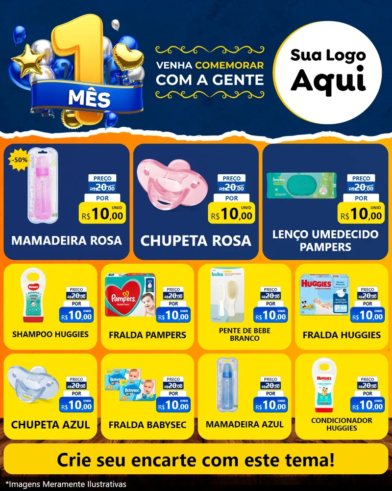 Modelo de Rede Social para Feed Instagram com o tema Um Mês de Aniversário para Bebês