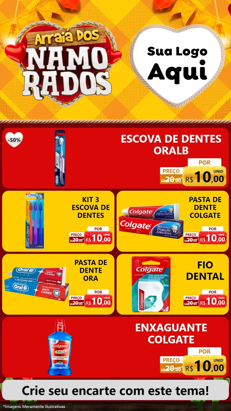 Modelo de TV para TV Vertical com o tema Arraiá dos Namorados para Higiene Pessoal