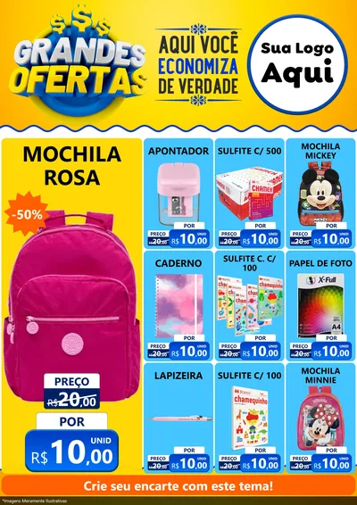 Modelo de Encarte para Encarte A4 Vertical com o tema Grandes Ofertas para Papelaria