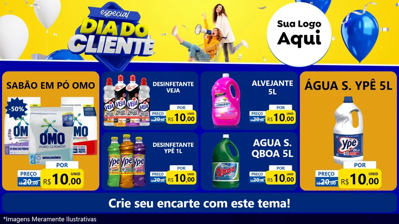 Modelo de TV para TV Horizontal com o tema Especial Dia do Cliente para Produtos de Limpeza
