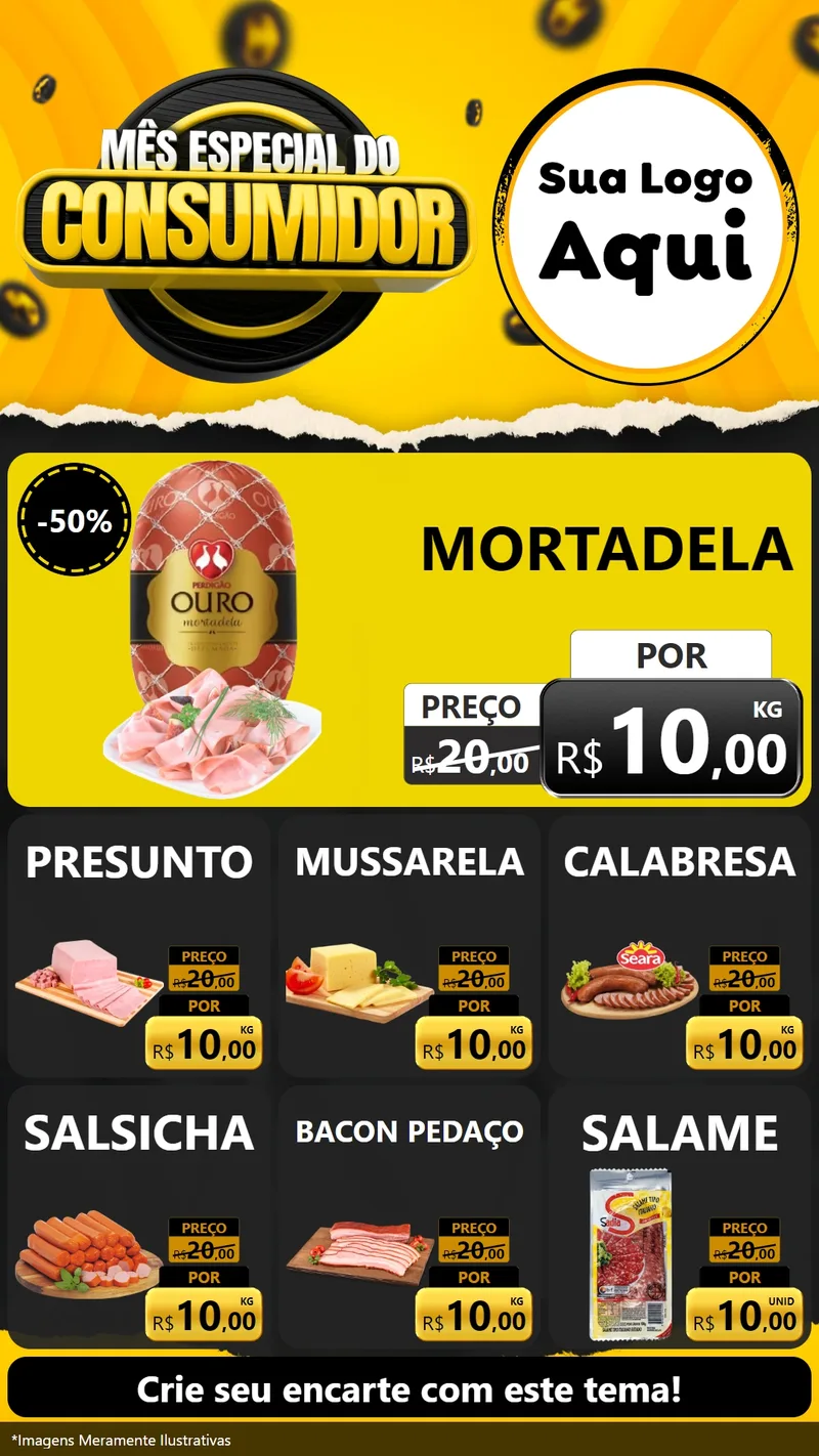 Modelo de Rede Social para Stories com o tema Mês Especial do Consumidor para Frios e Laticínios