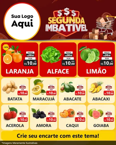 Modelo de Rede Social para Feed Instagram com o tema Segunda Imbatível para Hortifrúti