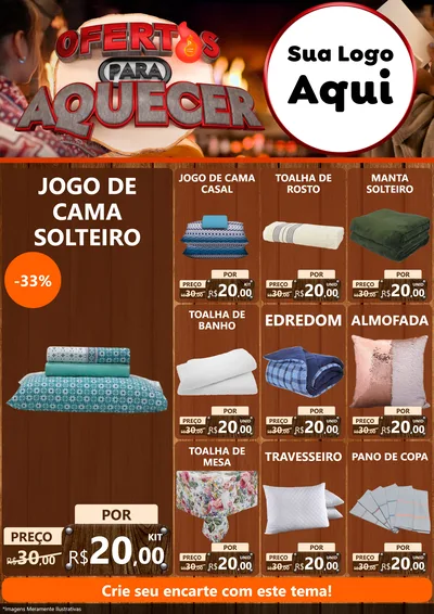 Modelo de Encarte para Encarte A4 Vertical com o tema Ofertas Para Aquecer para Cama, Mesa e Banho