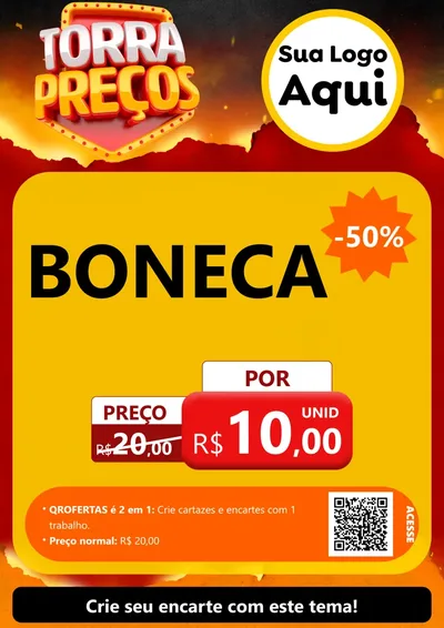 Modelo de Cartaz para Cartaz A4 Vertical com o tema Torra Preços para Brinquedos