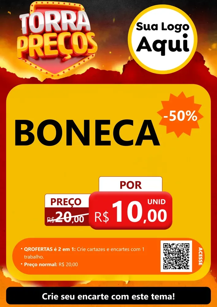 Modelo de Cartaz para Cartaz A4 Vertical com o tema Torra Preços para Brinquedos