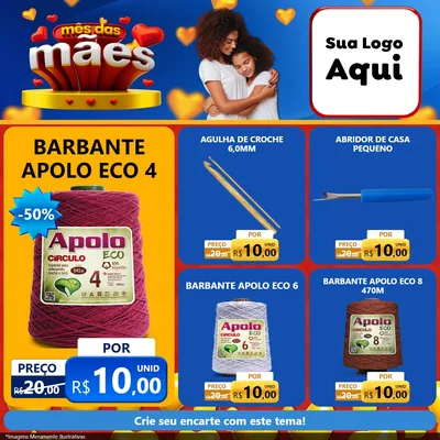 Modelo de Rede Social para Feed Facebook com o tema Mês das Mães para Armarinho e Aviamentos
