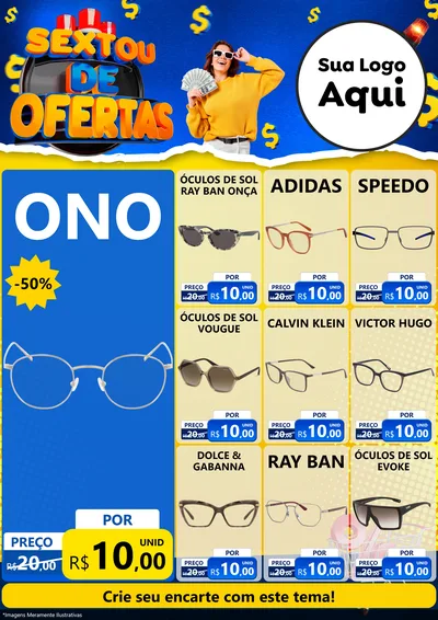 Modelo de Encarte para Encarte A4 Vertical com o tema Sextou de Ofertas para Óticas