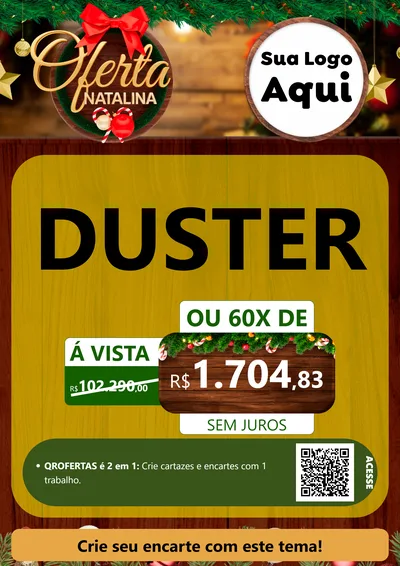 Modelo de Cartaz para Cartaz A4 Vertical com o tema Ofertas Natalina para Concessionaria de Carros