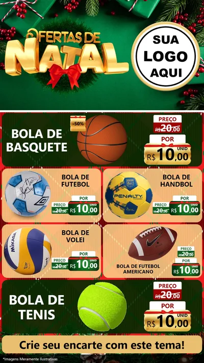 Modelo de TV para TV Vertical com o tema Ofertas de Natal para Artigos Esportivos