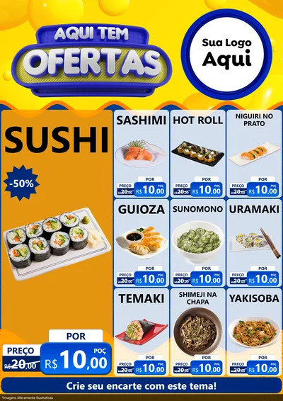 Modelo de Encarte para Encarte A4 Vertical com o tema Aqui Tem Ofertas para Comida japonesa