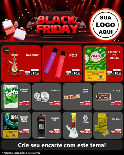 Modelo de Rede Social para Feed Instagram com o tema Black Friday para Tabacaria