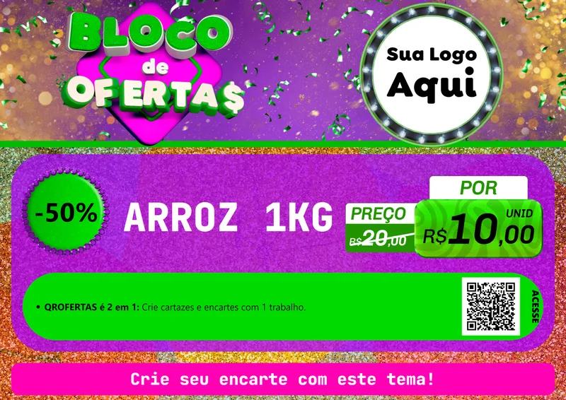 Modelo de Cartaz para Cartaz A4 Horizontal com o tema Bloco de Ofertas para Supermercado