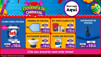 Modelo de TV para TV Horizontal com o tema Esquenta de Carnaval para Produtos para Piscina