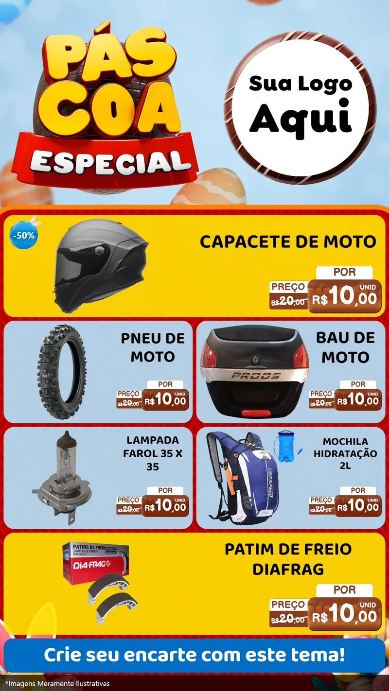 Modelo de TV para TV Vertical com o tema Páscoa Especial para Moto peças
