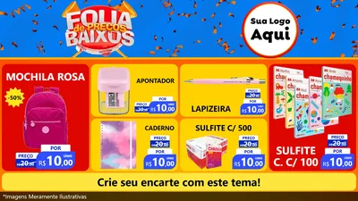 Modelo de TV para TV Horizontal com o tema Folia de Preços Baixos para Papelaria
