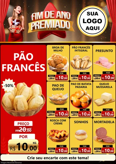 Modelo de Encarte para Encarte A4 Vertical com o tema Fim de Ano Premiado para Padaria