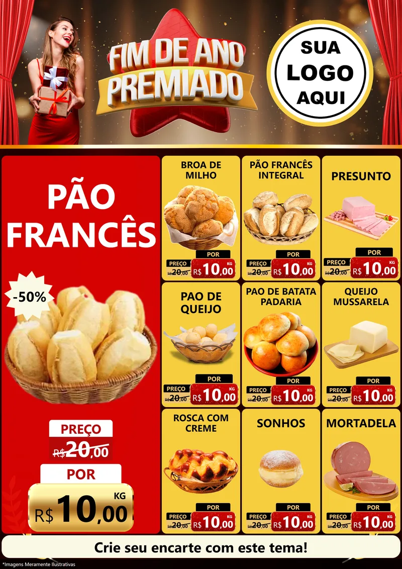 Modelo de Encarte para Encarte A4 Vertical com o tema Fim de Ano Premiado para Padaria