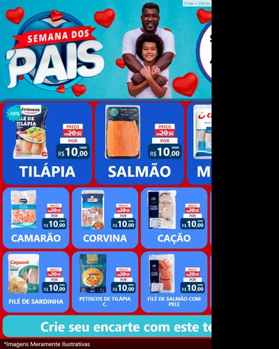 Modelo de Rede Social para Feed Instagram com o tema Semana Dos Pais para Peixaria