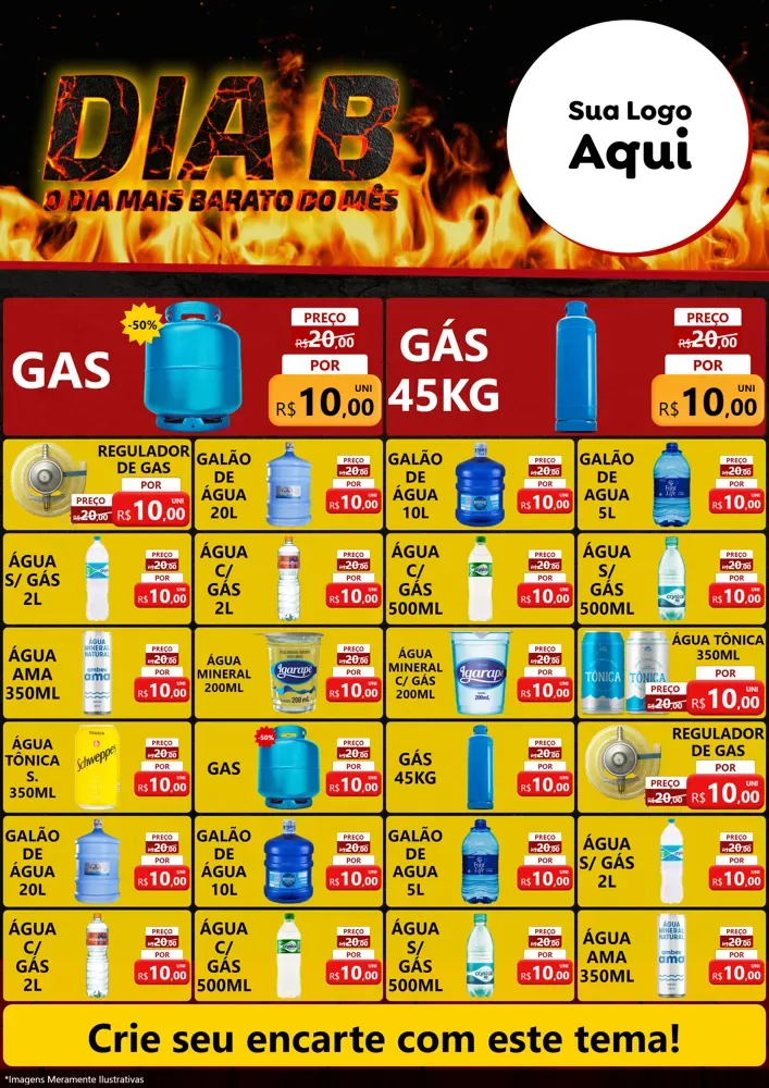 Modelo de Encarte para Encarte A4 Vertical com o tema Dia B para Água e gás