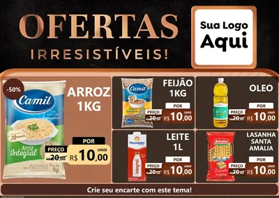Modelo de Encarte para Encarte A4 Horizontal com o tema Ofertas Irresistíveis! para Supermercado