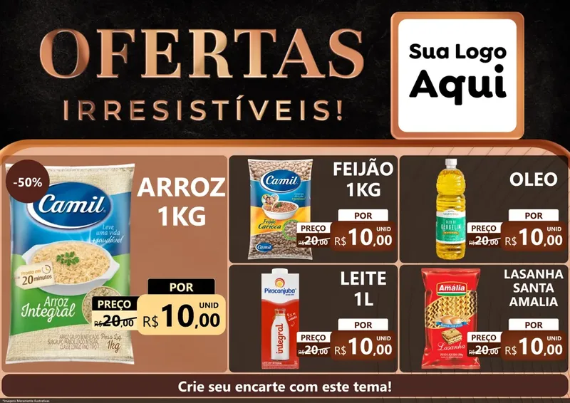 Modelo de Encarte para Encarte A4 Horizontal com o tema Ofertas Irresistíveis! para Supermercado