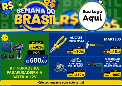 Modelo de Encarte para Encarte A4 Horizontal com o tema Semana Do Brasil para Maquinas e Ferramentas