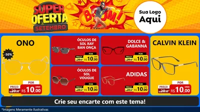 Modelo de TV para TV Horizontal com o tema Super Oferta Setembro para Óticas
