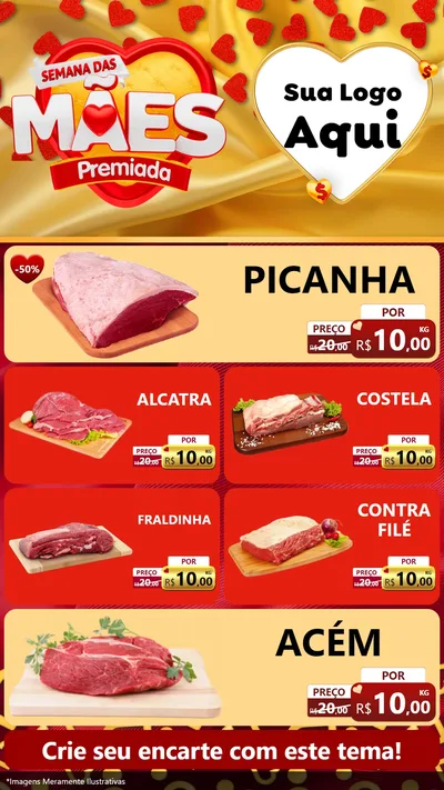Modelo de TV para TV Vertical com o tema Semana das Mães Premiada para Açougue