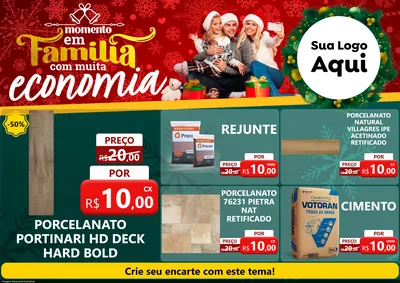 Modelo de Encarte para Encarte A4 Horizontal com o tema Momento em Família (Natal) para Pisos e revestimentos