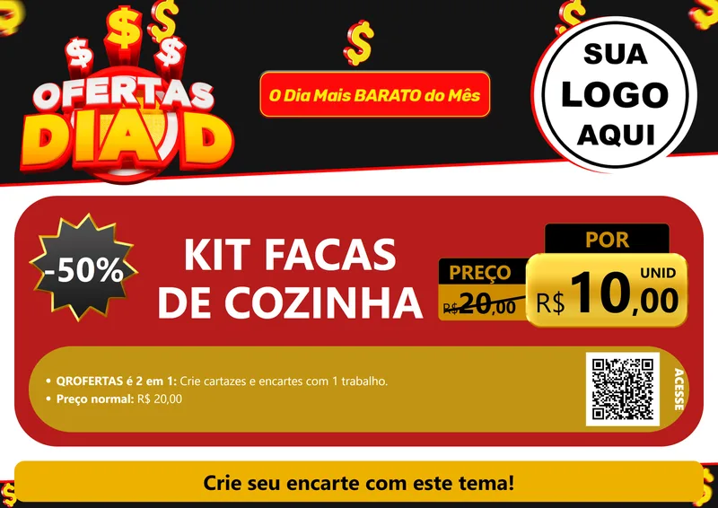Modelo de Cartaz para Cartaz A4 Horizontal com o tema Ofertas Dia D para Utilidades Domésticas