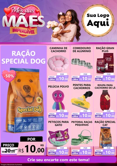 Modelo de Encarte para Encarte A4 Vertical com o tema Mês das Mães Imperdível para Pet Shop