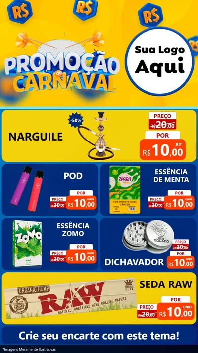 Modelo de TV para TV Vertical com o tema Promoção de Carnaval para Tabacaria