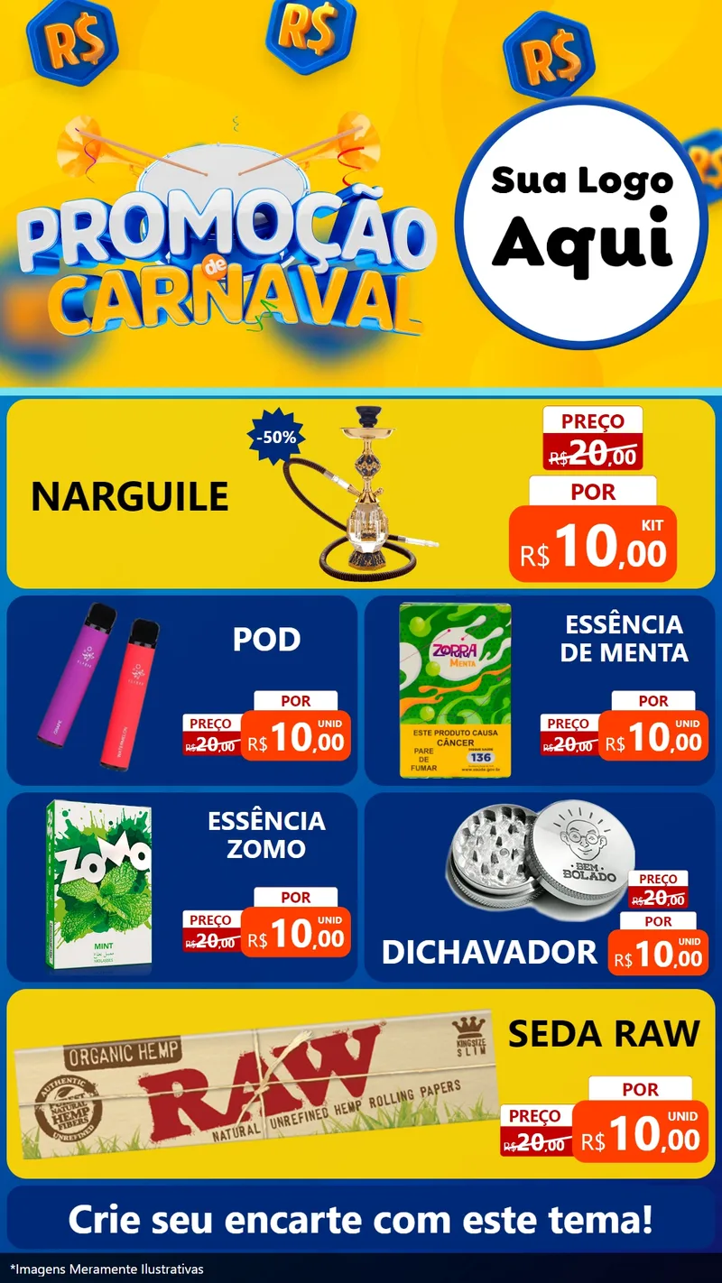 Modelo de TV para TV Vertical com o tema Promoção de Carnaval para Tabacaria