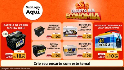 Modelo de TV para TV Horizontal com o tema Quarta da Economia para Baterias Elétricas