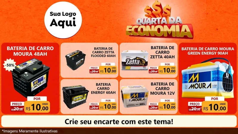 Modelo de TV para TV Horizontal com o tema Quarta da Economia para Baterias Elétricas