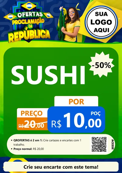 Modelo de Cartaz para Cartaz A4 Vertical com o tema Ofertas Proclamação da República para Comida japonesa